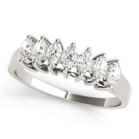 White gold Marquise Diamond Prong Set White Gold Curved Band