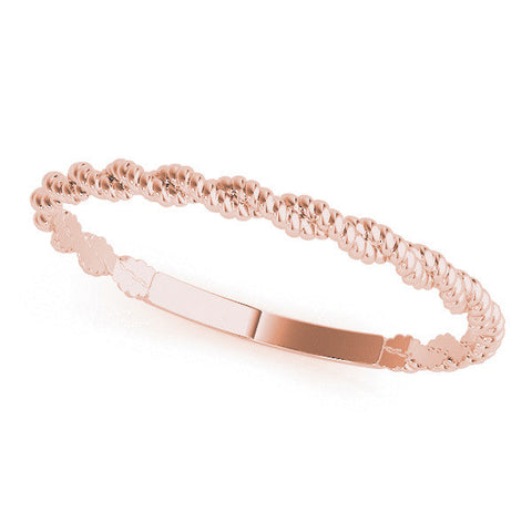 Rose gold Twisted Rope Solitaire Band with Round Stone and Bezel Setting