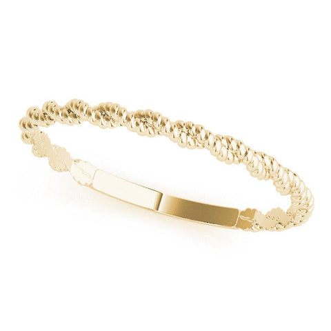 Yellow gold Twisted Rope Solitaire Band with Round Stone and Bezel Setting
