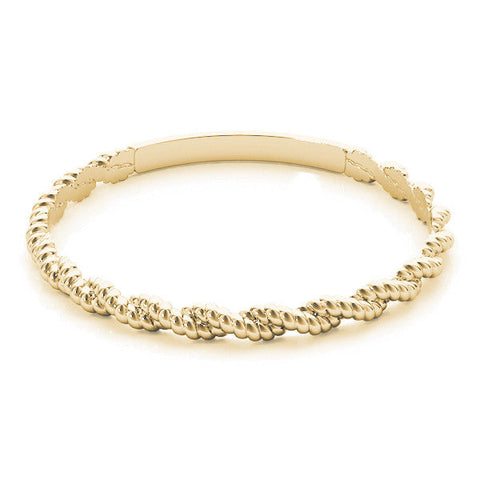 Yellow gold Twisted Rope Solitaire Band with Round Stone and Bezel Setting