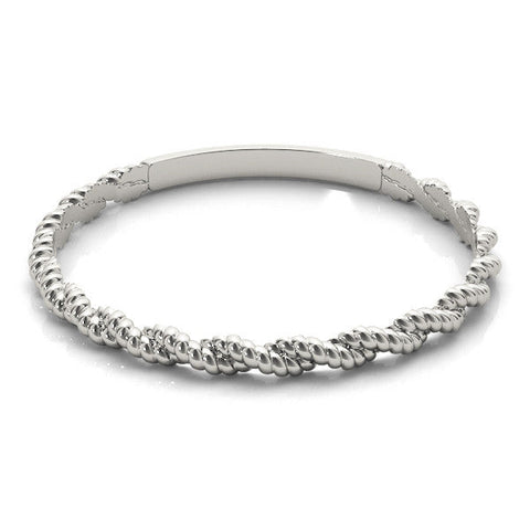 Silver Twisted Rope Solitaire Band with Round Stone and Bezel Setting
