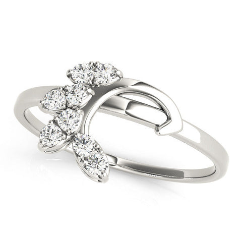 Silver Marquise Cluster Bypass Ring with Prong Setting