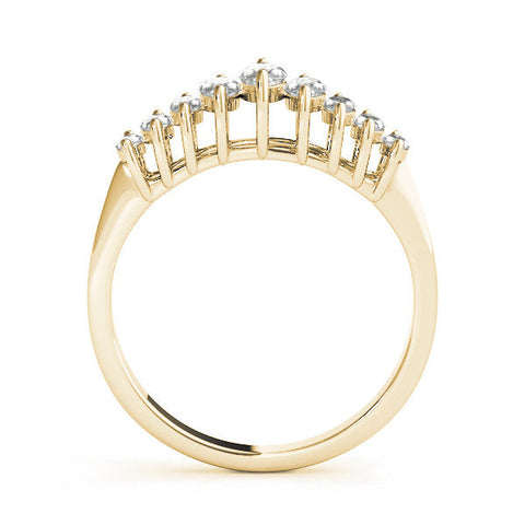 Yellow gold Marquise Diamond Prong Set Curved Band