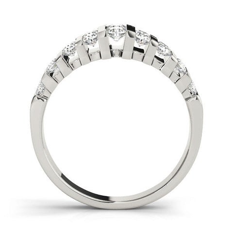 Silver Channel-Set Round Diamond Multi-Row Band
