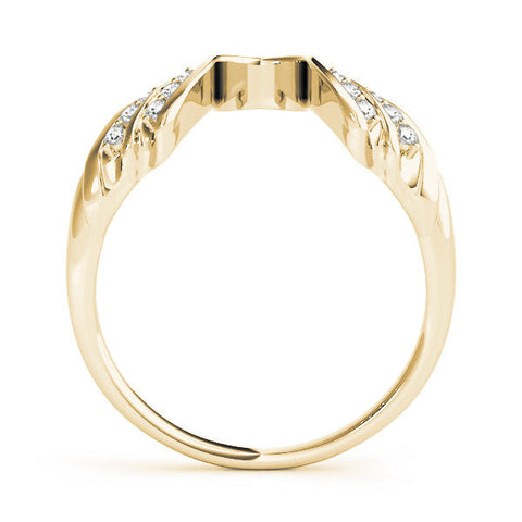 Yellow gold Round Diamond Wave Bypass Band with Prong Setting