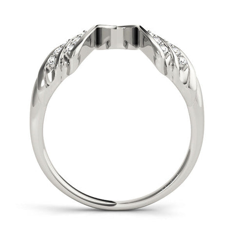 Silver Round Diamond Wave Bypass Band with Prong Setting