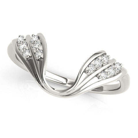 Silver Round Diamond Wave Bypass Band with Prong Setting