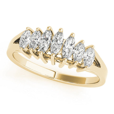 Yellow gold Marquise Diamond Prong-Set Half-Eternity Band