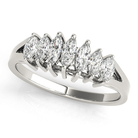 White gold Marquise Diamond Prong-Set Half-Eternity Band