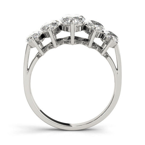 Silver Five-Stone Marquise Diamond Prong Set Silver Band