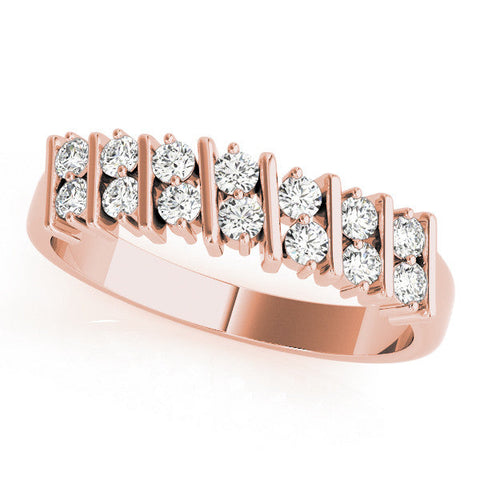Rose gold Channel Set Round Diamond Anniversary Band with Vertical Prongs