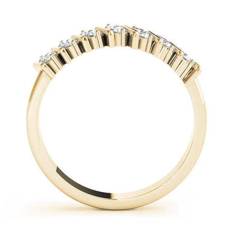 Yellow gold Channel Set Round Diamond Anniversary Band with Vertical Prongs
