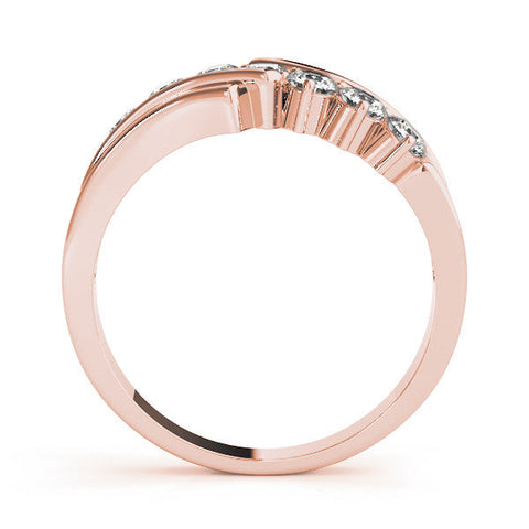 Rose gold Channel Set Round Diamond Wave Band with Shared Prong Setting