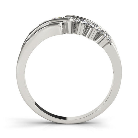 White gold Channel Set Round Diamond Wave Band with Shared Prong Setting