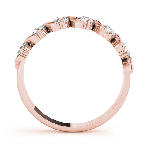 Rose gold Round Diamond Half Eternity Band with Wave Prong Setting
