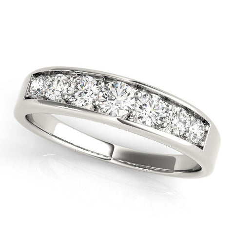 Silver Channel-Set Round Diamond Comfort Fit Band
