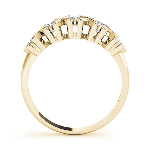Yellow gold Round Diamond Channel Set X-Prong Band