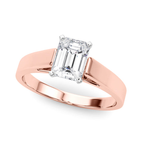 Rose gold Radiant Solitaire Engagement Ring with Four-Prong Setting and Tapered Band