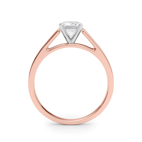 Rose gold Radiant Solitaire Engagement Ring with Four-Prong Setting and Tapered Band