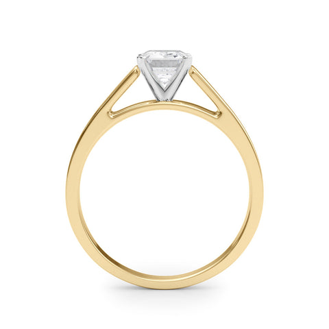 Yellow gold Radiant Solitaire Engagement Ring with Four-Prong Setting and Tapered Band