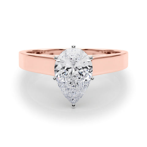 Rose gold Pear Solitaire Engagement Ring with Six-Prong Setting and Tapered Band