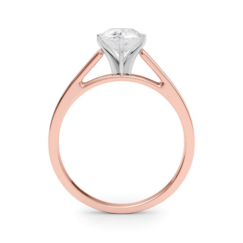Rose gold Pear Solitaire Engagement Ring with Six-Prong Setting and Tapered Band