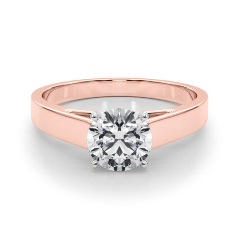 Rose gold Round Solitaire Engagement Ring with Four-Prong Setting and Tapered Band