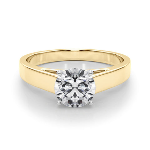 Yellow gold Round Solitaire Engagement Ring with Four-Prong Setting and Tapered Band
