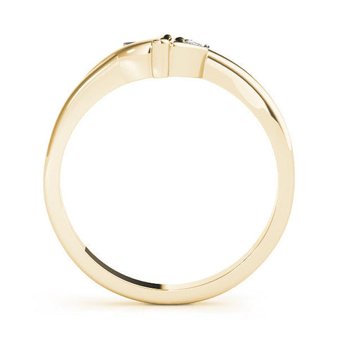 Yellow gold Marquise Diamond Leaf Bypass Ring with Bezel Setting