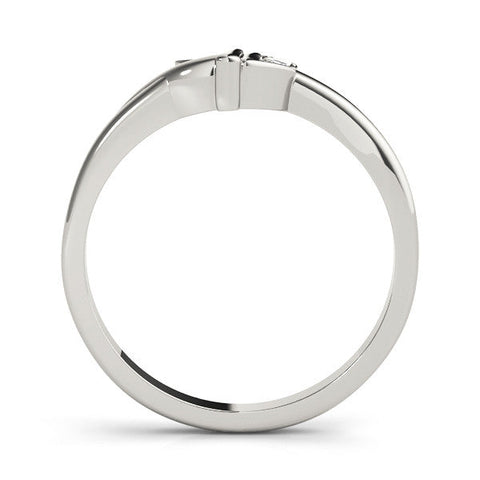 Silver Marquise Diamond Leaf Bypass Ring with Bezel Setting