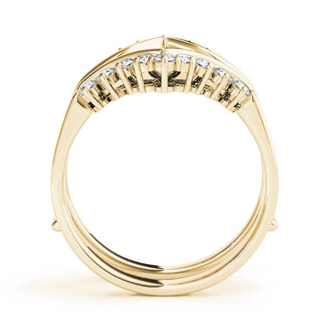 Yellow gold Round Diamond Chevron Contour Band with Prong Setting