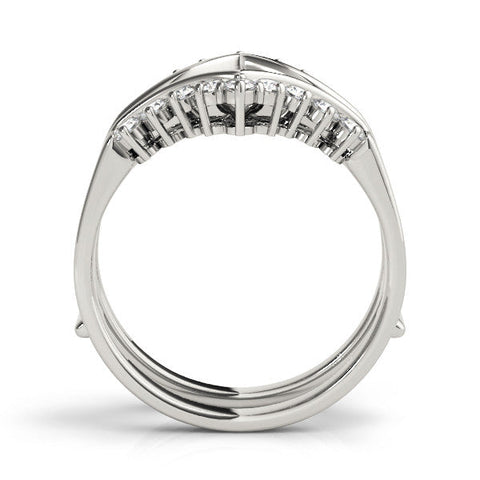 Silver Round Diamond Chevron Contour Band with Prong Setting