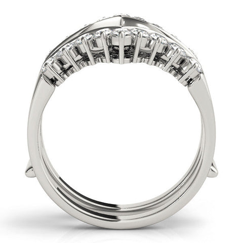 Silver Round Diamond Chevron Eternity Band with Prong Setting