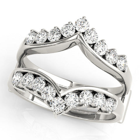 Silver Round Diamond Chevron Eternity Band with Prong Setting