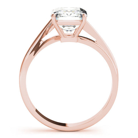Rose gold Emerald Cut Solitaire Twist Band Ring with Four-Prong Setting