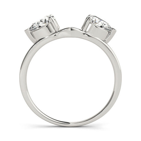 White gold Open Pear-Cut Diamond Bypass Ring with Prong Setting