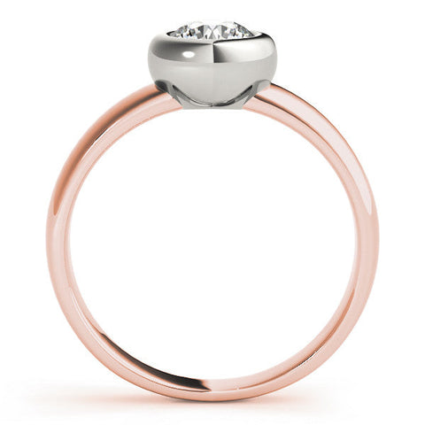 Rose gold Bezel Set Round Solitaire Ring with Wide Band