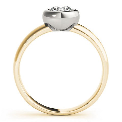 Yellow gold Bezel Set Round Solitaire Ring with Wide Band