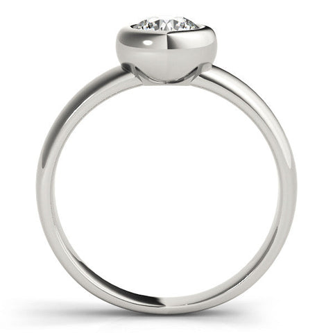 Platinum Bezel Set Round Solitaire Ring with Wide Band