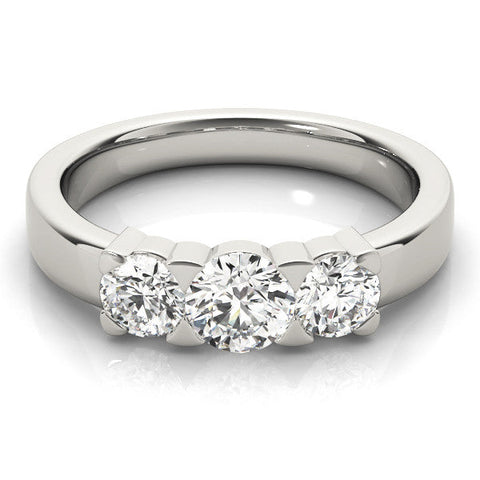 White gold Three-Stone Round Diamond Classic Band with Prong Setting