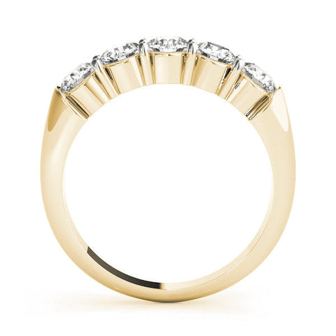 Yellow gold Five-Stone Round Diamond Prong Set Half-Eternity Band