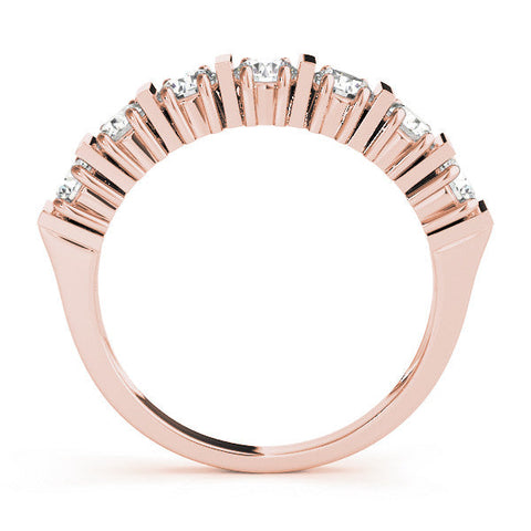 Rose gold Channel Set Round Diamond Eternity Band with Bar Prong Setting