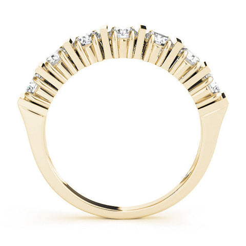 Yellow gold Channel Set Round Diamond Eternity Band with Bar Prong Setting