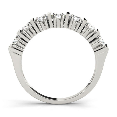 White gold Channel Set Round Diamond Eternity Band with Bar Prong Setting