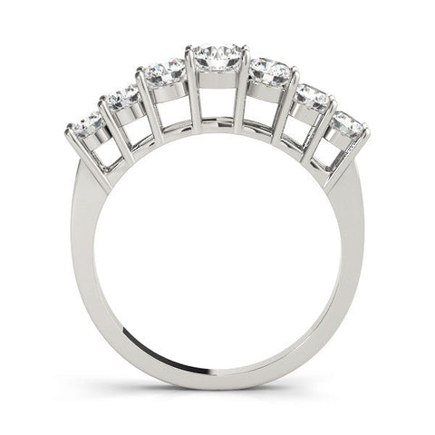 Silver Round Diamond Prong-Set Half-Eternity Band