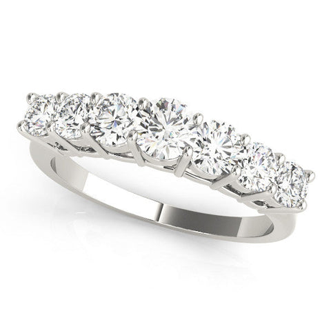 Silver Round Diamond Prong-Set Half-Eternity Band