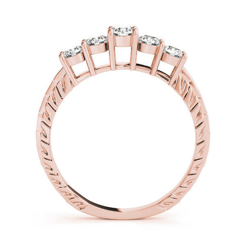 Rose gold Five-Stone Round Cut Diamond Prong Set Eternity Band