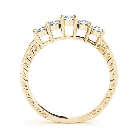Yellow gold Five-Stone Round Cut Diamond Prong Set Eternity Band