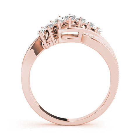 Rose gold Marquise Cluster Diamond Leaf Band with Shared Prong Setting
