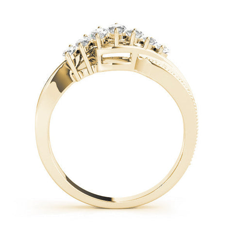 Yellow gold Marquise Cluster Diamond Leaf Band with Shared Prong Setting